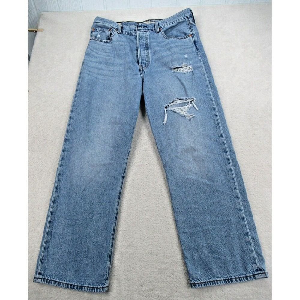 Leviโs Premium Ribage Jeans Women's Sz 31 Straight Ankle Button Fly BIG E Blue